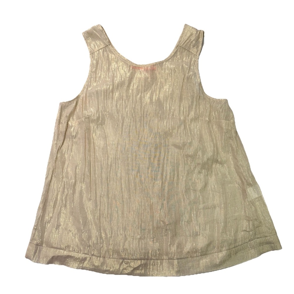 Vilagallo Women's Gold Tank Top‎ Size 44 Metallic Lurex Sheer US 12 (L) Shiny